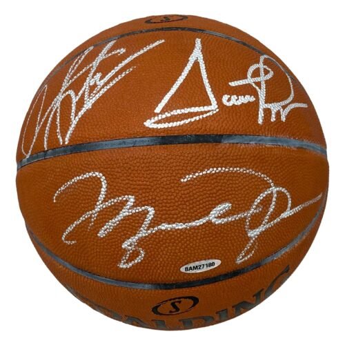 Michael Jordan Scottie Pippen Dennis Rodman Signed Spalding Basketball UDA+Fan