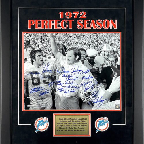 1972 Miami Dolphins Team Signed Autographed 16×20 Photo 21 Signatures Framed JSA