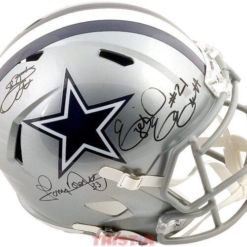 Emmitt Smith Tony Dorsett Ezekiel Elliott Signed Dallas Cowboys Helmet TRISTAR