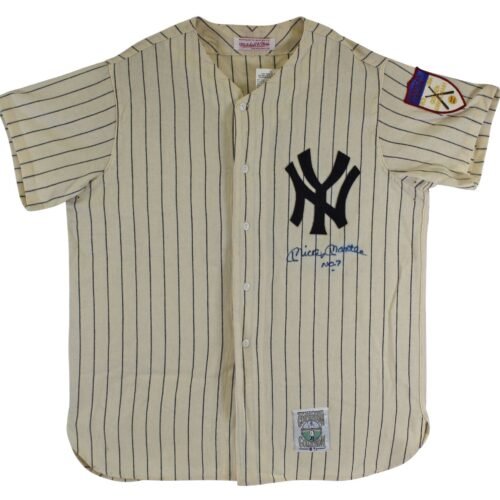 Yankees Mickey Mantle No. 7 Signed Mitchell & Ness Pinstripe Jersey PSA #AI02332