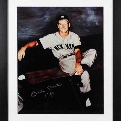 Yankees Mickey Mantle 1956 Authentic Signed 16×20 Framed Photo BAS #AC33452