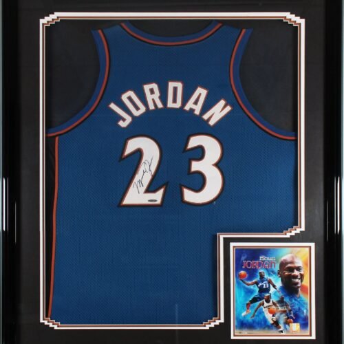 Wizards Michael Jordan Authentic Signed Blue Away Framed Jersey UDA #BAH88687